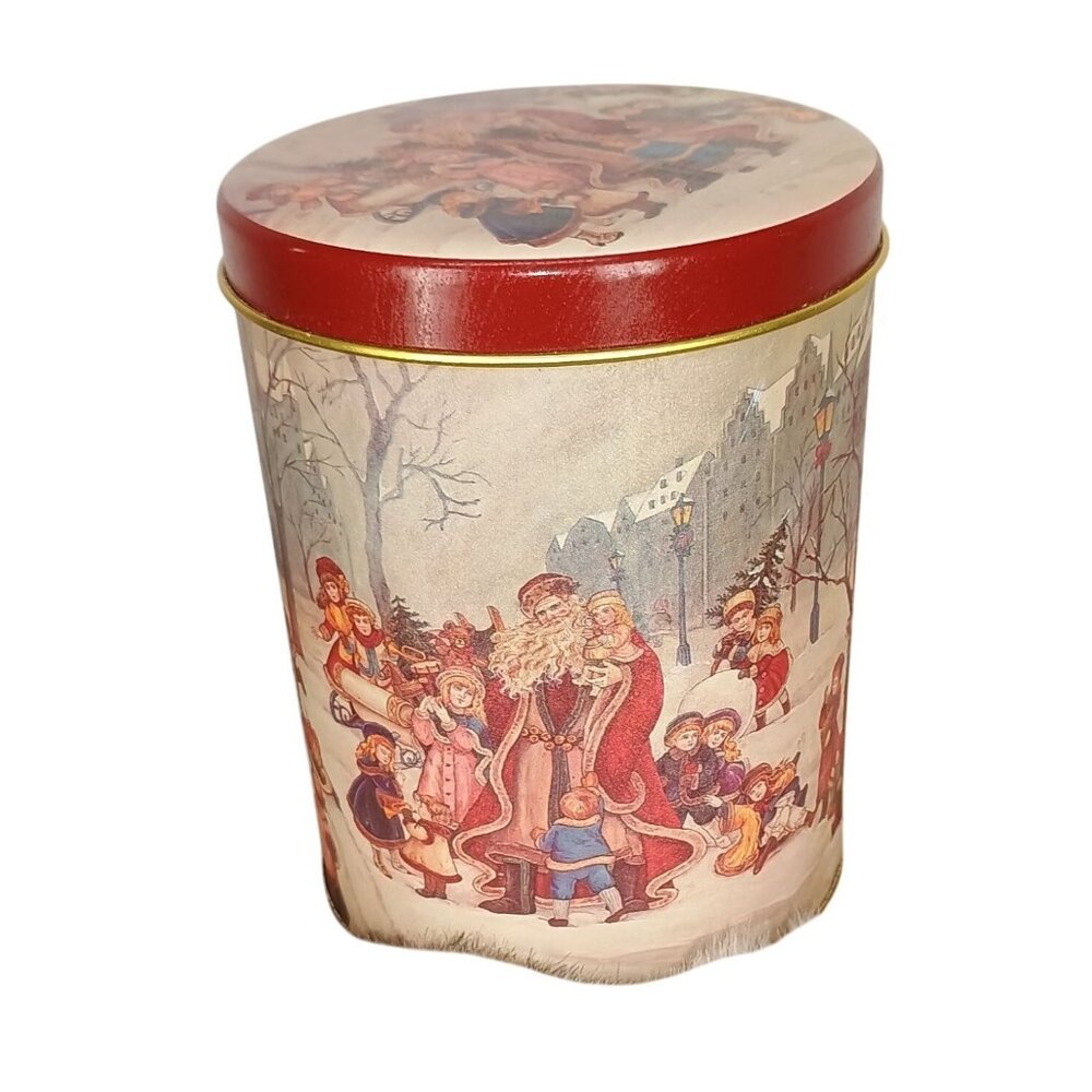 Wang's International‎ Inc Vintage Christmas Time Santa And Children Tin